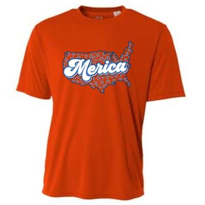 4th Of July Usa Cow Print Flag Merica Meaningful Gift Cooling Performance Crew T-Shirt