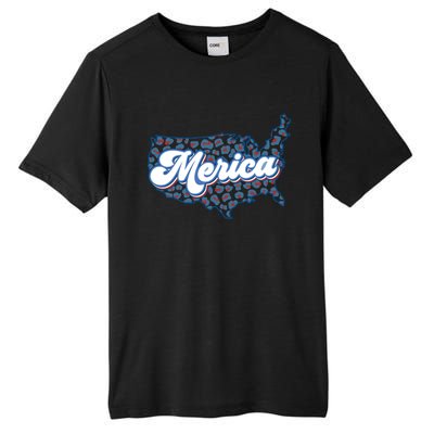 4th Of July Usa Cow Print Flag Merica Meaningful Gift Tall Fusion ChromaSoft Performance T-Shirt