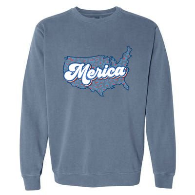 4th Of July Usa Cow Print Flag Merica Meaningful Gift Garment-Dyed Sweatshirt