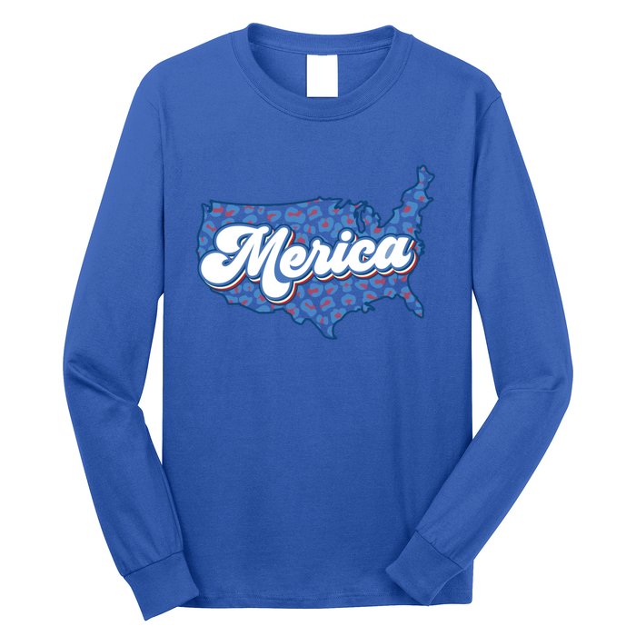 4th Of July Usa Cow Print Flag Merica Meaningful Gift Long Sleeve Shirt