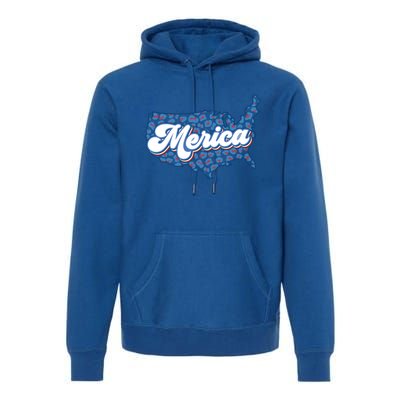 4th Of July Usa Cow Print Flag Merica Meaningful Gift Premium Hoodie