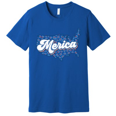 4th Of July Usa Cow Print Flag Merica Meaningful Gift Premium T-Shirt