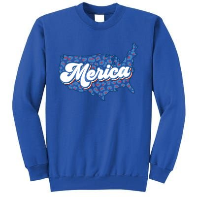 4th Of July Usa Cow Print Flag Merica Meaningful Gift Tall Sweatshirt