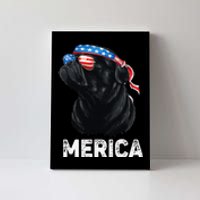 4th of July Dog Mom Dog Dad Merica USA Flag Funny Black Pug Canvas