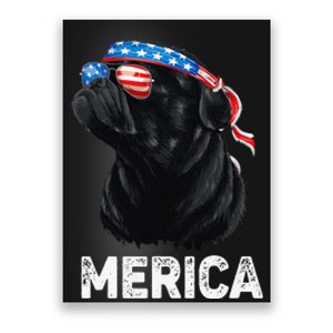 4th of July Dog Mom Dog Dad Merica USA Flag Funny Black Pug Poster