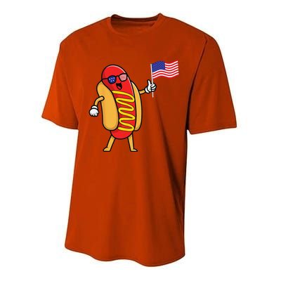 4th Of July Hot Dog Hotdog 4th Of July Performance Sprint T-Shirt