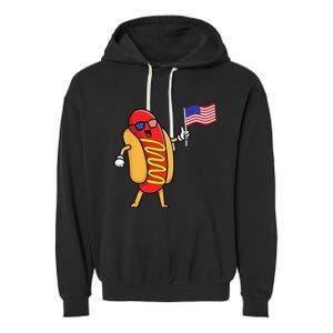 4th Of July Hot Dog Hotdog 4th Of July Garment-Dyed Fleece Hoodie