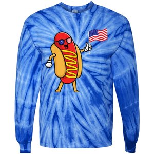 4th Of July Hot Dog Hotdog 4th Of July Tie-Dye Long Sleeve Shirt