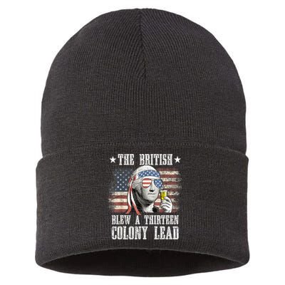 4th Of July Funny The British Blew A 13 Colony Lead Us Flag Gift Sustainable Knit Beanie