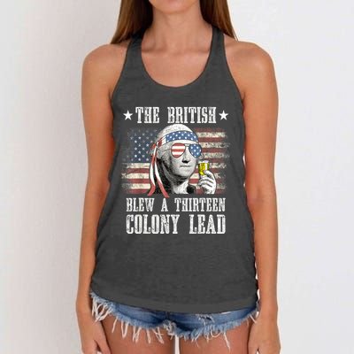 4th Of July Funny The British Blew A 13 Colony Lead Us Flag Gift Women's Knotted Racerback Tank