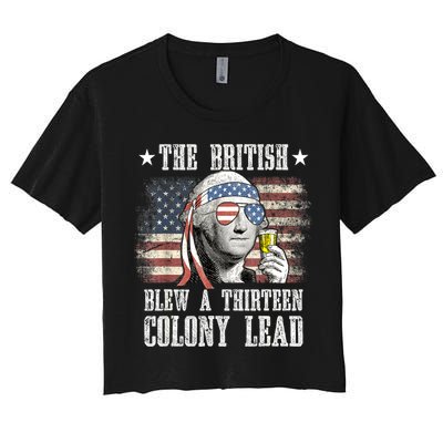 4th Of July Funny The British Blew A 13 Colony Lead Us Flag Gift Crop Top