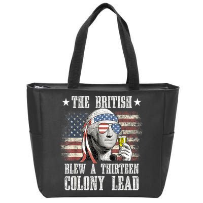 4th Of July Funny The British Blew A 13 Colony Lead Us Flag Gift Zip Tote Bag