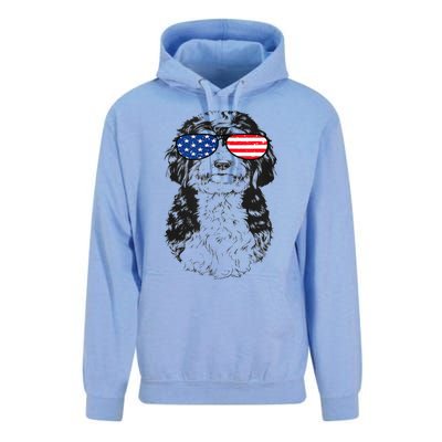 4th Of July Bernedoodle Doodle Dog Patriotic USA Sunglasses Unisex Surf Hoodie