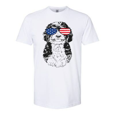 4th Of July Bernedoodle Doodle Dog Patriotic USA Sunglasses Softstyle® CVC T-Shirt