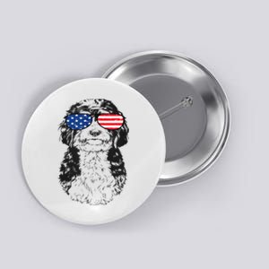 4th Of July Bernedoodle Doodle Dog Patriotic USA Sunglasses Button