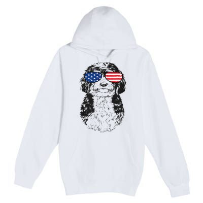 4th Of July Bernedoodle Doodle Dog Patriotic USA Sunglasses Premium Pullover Hoodie