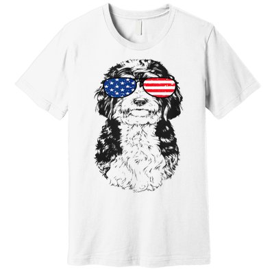 4th Of July Bernedoodle Doodle Dog Patriotic USA Sunglasses Premium T-Shirt