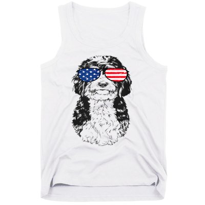 4th Of July Bernedoodle Doodle Dog Patriotic USA Sunglasses Tank Top