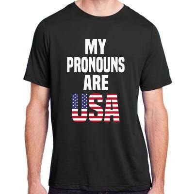 4th of July Funny My Pronouns Are USA Adult ChromaSoft Performance T-Shirt