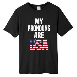 4th of July Funny My Pronouns Are USA Tall Fusion ChromaSoft Performance T-Shirt