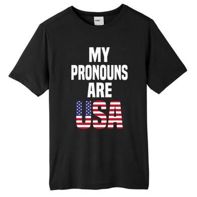 4th of July Funny My Pronouns Are USA Tall Fusion ChromaSoft Performance T-Shirt