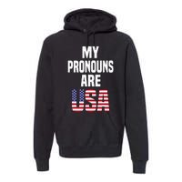 4th of July Funny My Pronouns Are USA Premium Hoodie