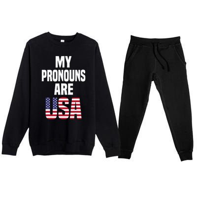 4th of July Funny My Pronouns Are USA Premium Crewneck Sweatsuit Set