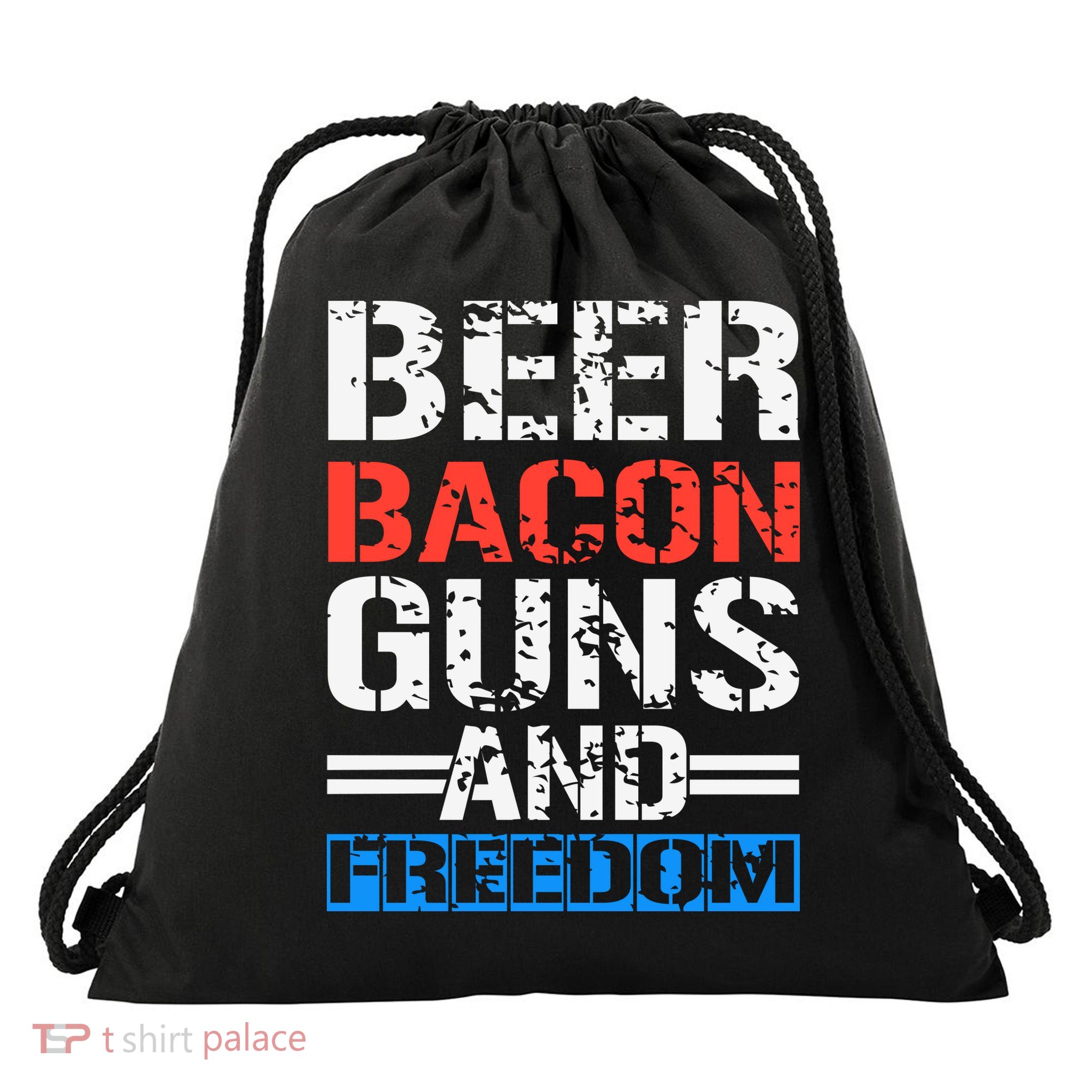 4th Of July Beer Bacon Guns And Freedom Drawstring Bag