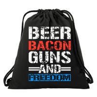 4th Of July Beer Bacon Guns And Freedom Drawstring Bag
