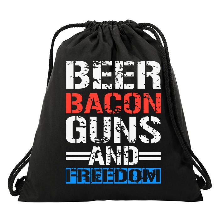 4th Of July Beer Bacon Guns And Freedom Drawstring Bag