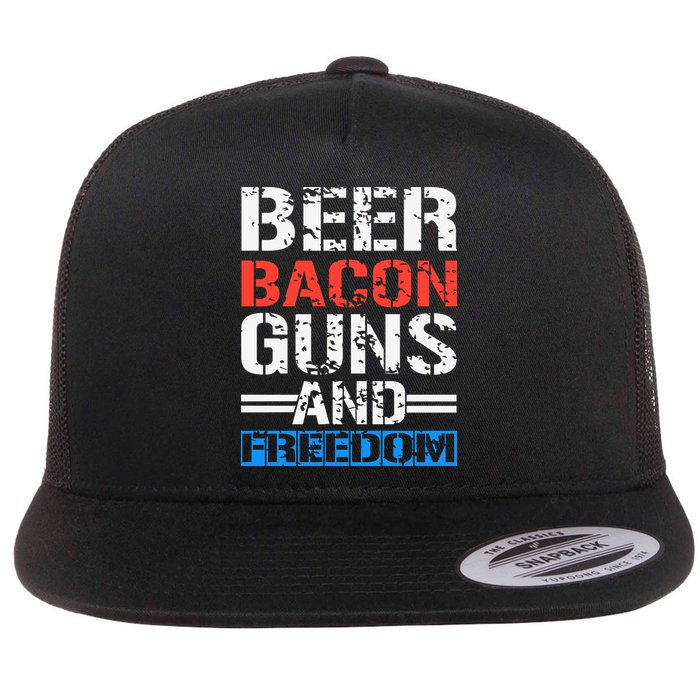 4th Of July Beer Bacon Guns And Freedom Flat Bill Trucker Hat