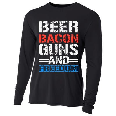 4th Of July Beer Bacon Guns And Freedom Cooling Performance Long Sleeve Crew