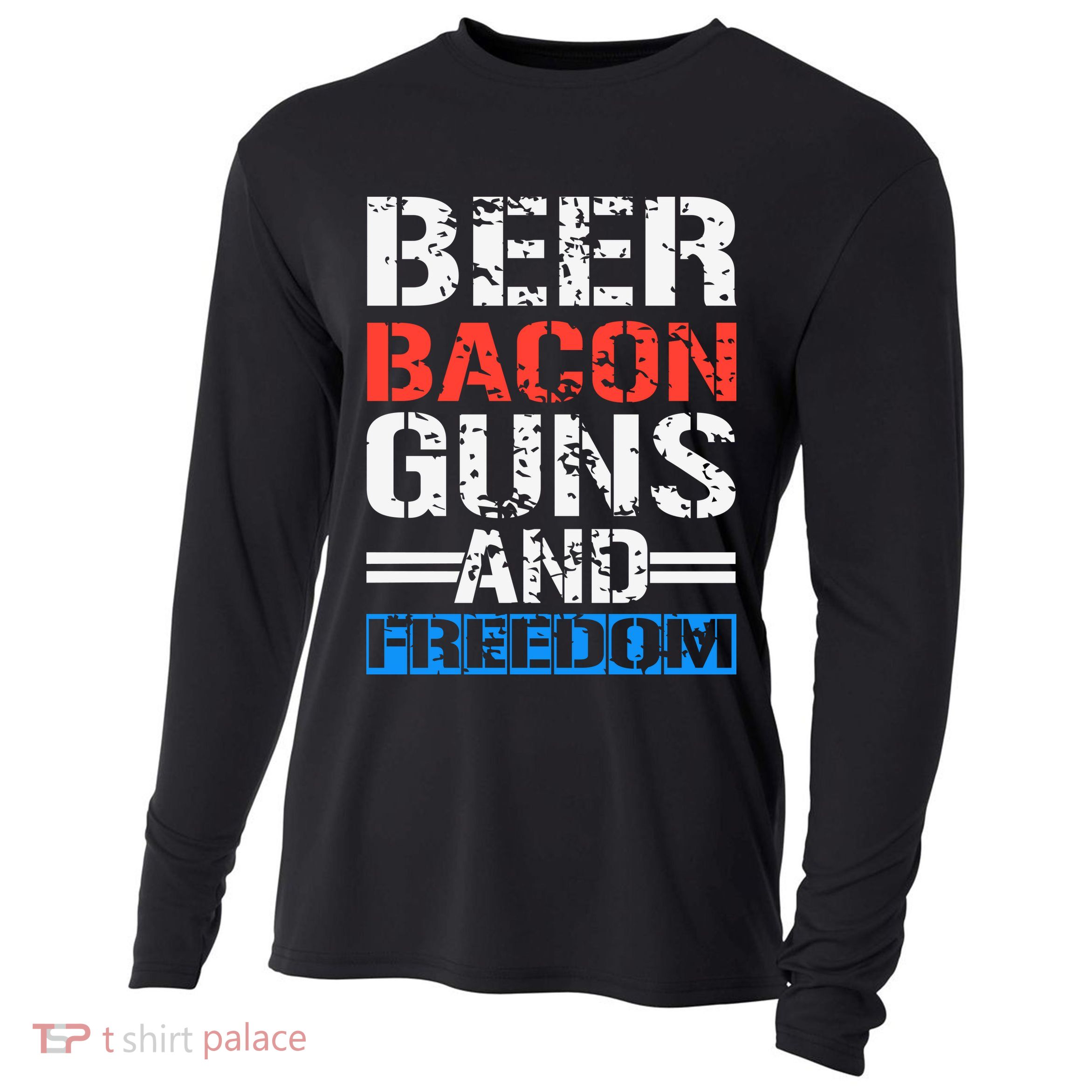 4th Of July Beer Bacon Guns And Freedom Cooling Performance Long Sleeve Crew