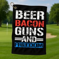 4th Of July Beer Bacon Guns And Freedom Golf Towel