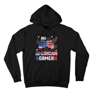 4th Of July Kids Men All American Gamer Flag Hoodie