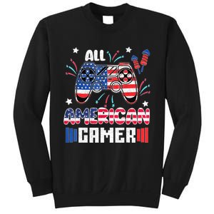 4th Of July Kids Men All American Gamer Flag Sweatshirt