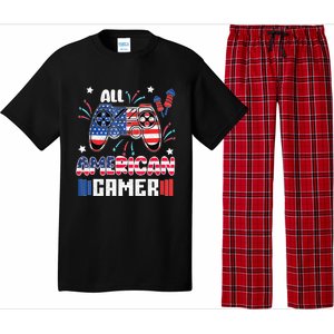 4th Of July Kids Men All American Gamer Flag Pajama Set