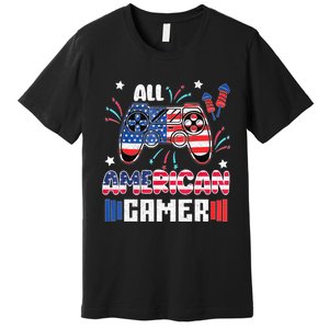 4th Of July Kids Men All American Gamer Flag Premium T-Shirt