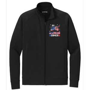 4th Of July Kids Men All American Gamer Flag Stretch Full-Zip Cadet Jacket