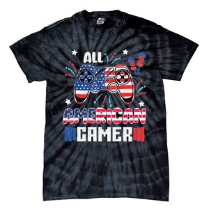 4th Of July Kids Men All American Gamer Flag Tie-Dye T-Shirt