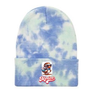 4th Of July Patriotic Duck Merica Cool Gift Tie Dye 12in Knit Beanie