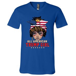 4th Of July All American Afro Trump Gift V-Neck T-Shirt