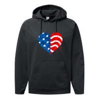 4th of JULY. LOVE HEART American Freedom USA Flag Performance Fleece Hoodie