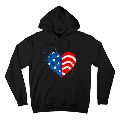 4th of JULY. LOVE HEART American Freedom USA Flag Hoodie