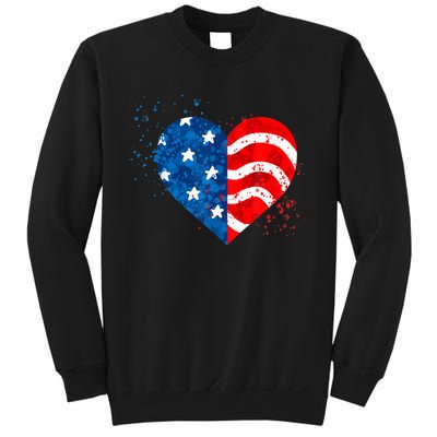 4th of JULY. LOVE HEART American Freedom USA Flag Sweatshirt