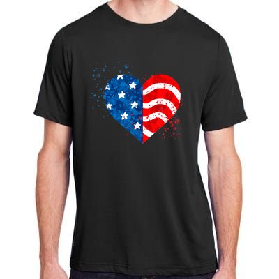 4th of JULY. LOVE HEART American Freedom USA Flag Adult ChromaSoft Performance T-Shirt