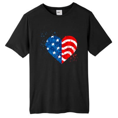 4th of JULY. LOVE HEART American Freedom USA Flag Tall Fusion ChromaSoft Performance T-Shirt