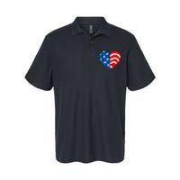 4th of JULY. LOVE HEART American Freedom USA Flag Softstyle Adult Sport Polo