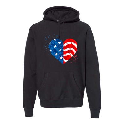 4th of JULY. LOVE HEART American Freedom USA Flag Premium Hoodie