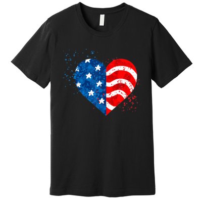 4th of JULY. LOVE HEART American Freedom USA Flag Premium T-Shirt